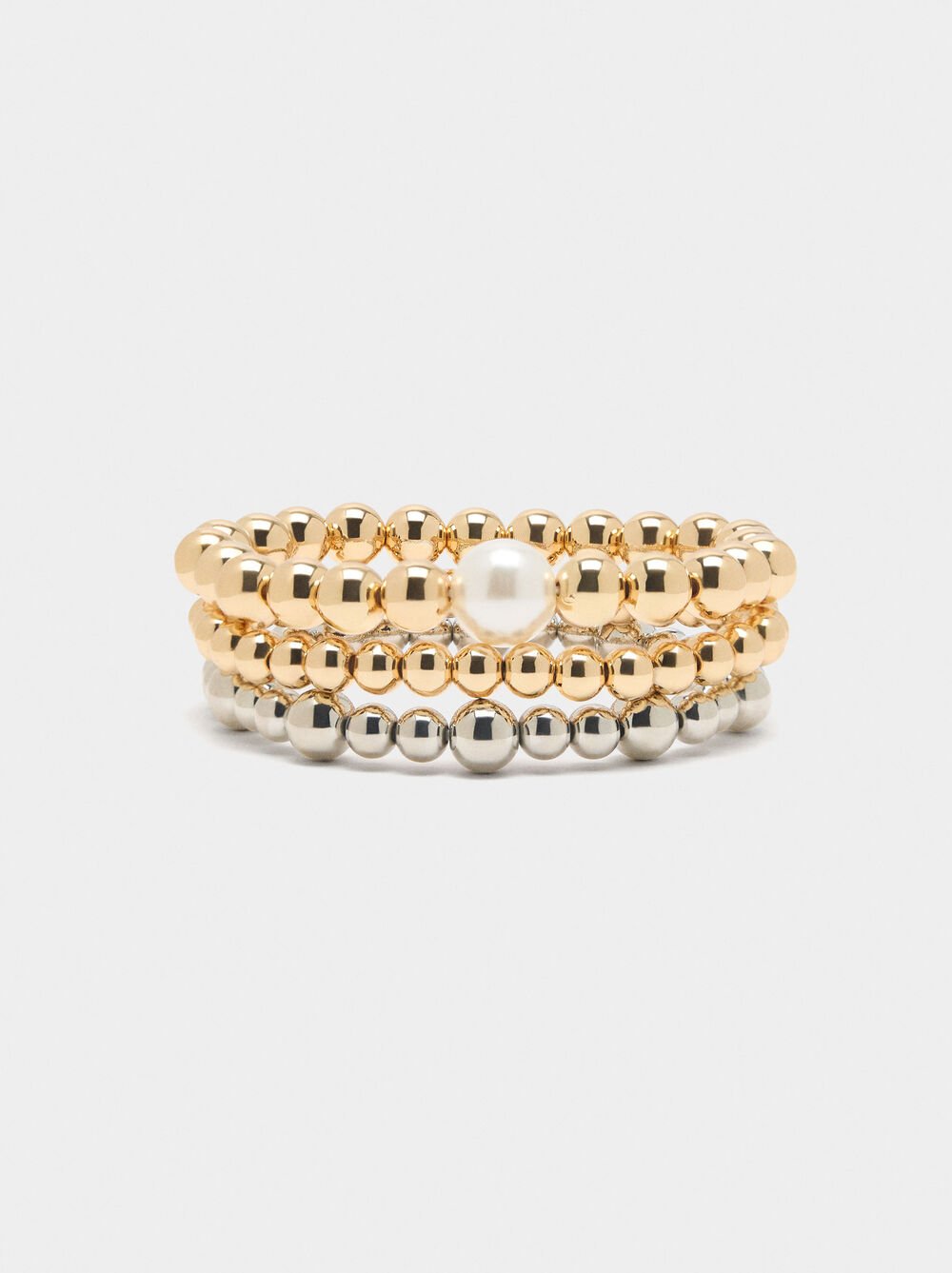 Set of three bicolor elastic bracelets