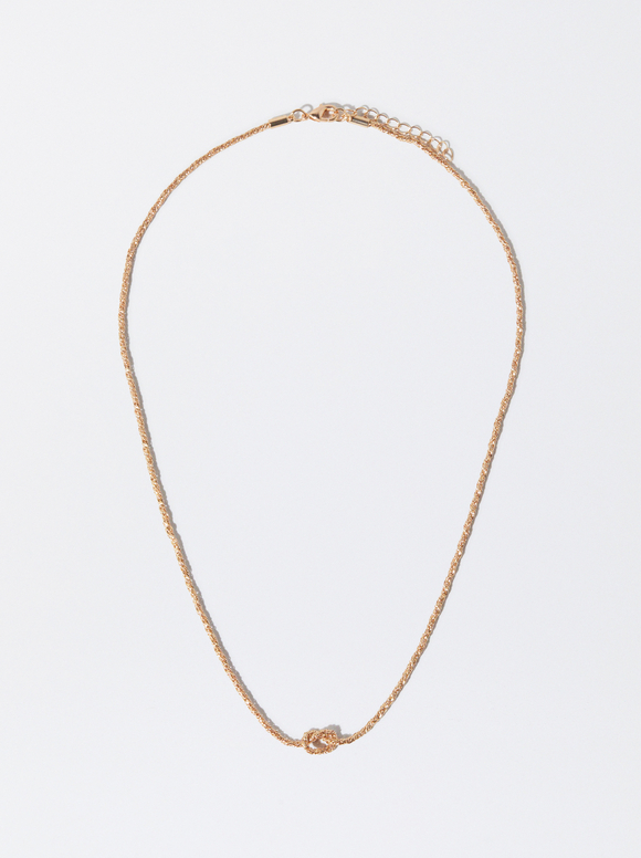Golden Necklace With Knot, , hi-res