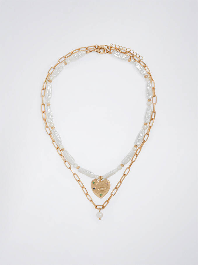 Pack Of Necklaces With Freshwater Pearl, White, hi-res