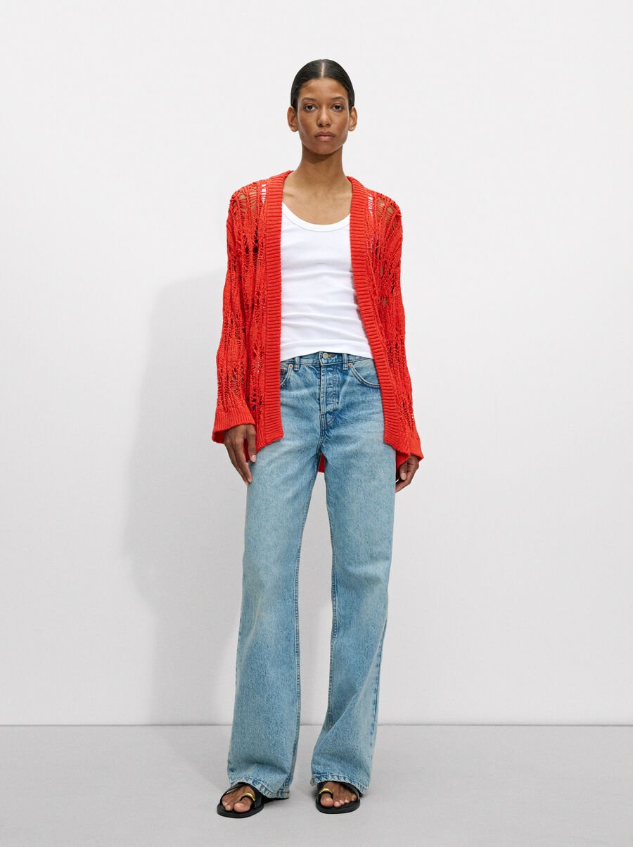 Open-knitted cardigan
