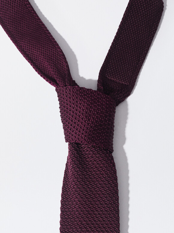 Textured Tie, Bordeaux, hi-res