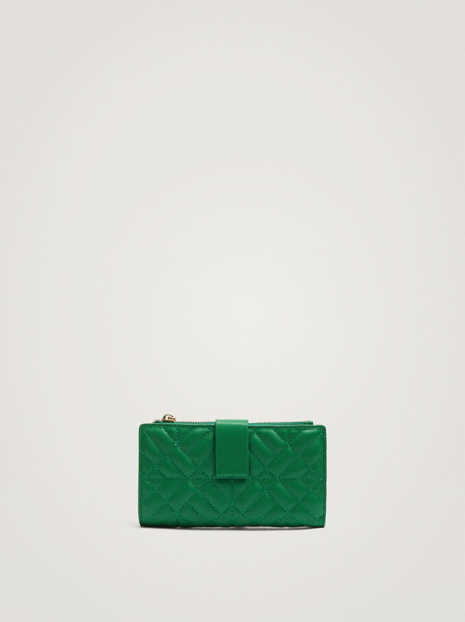 Quilted Large Wallet, Green, hi-res