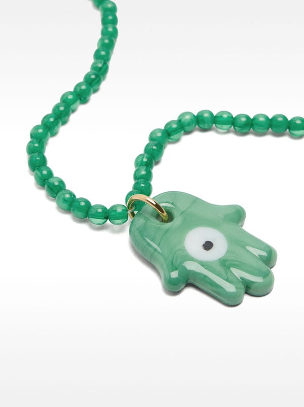 Hamsa hand beaded necklace