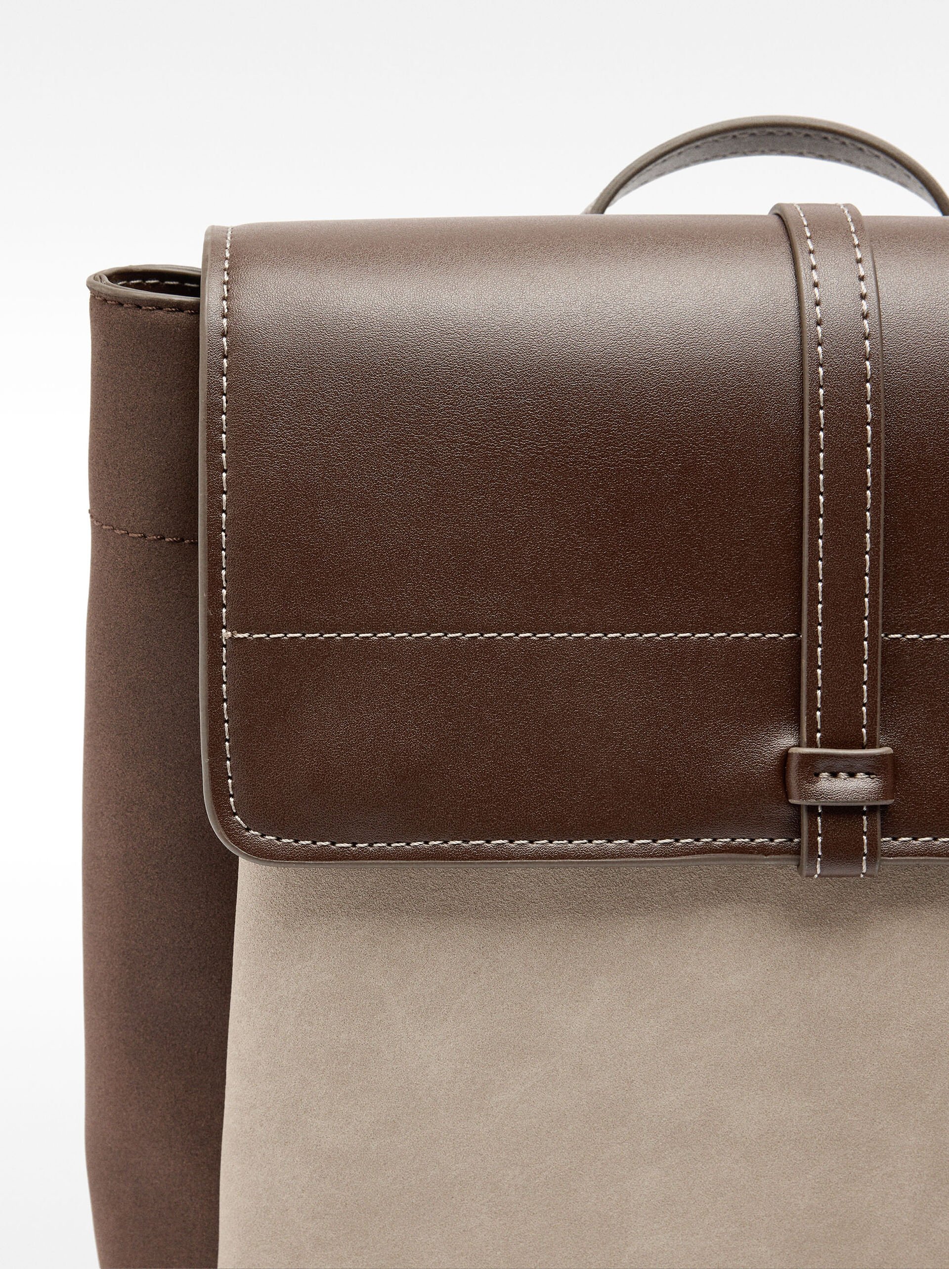 Leather-effect backpack with flap image number 1.0