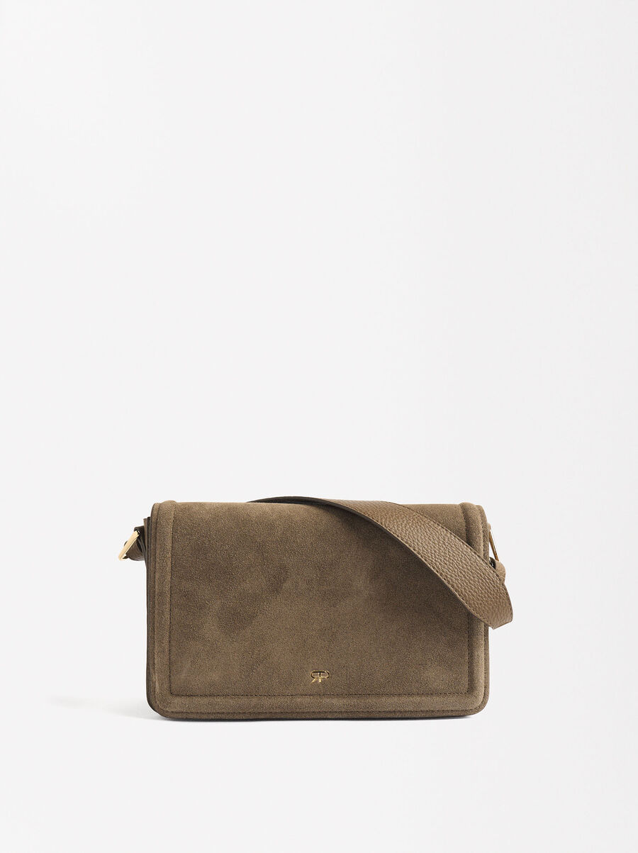 Bolso de hombro con piel y cierre de solapa