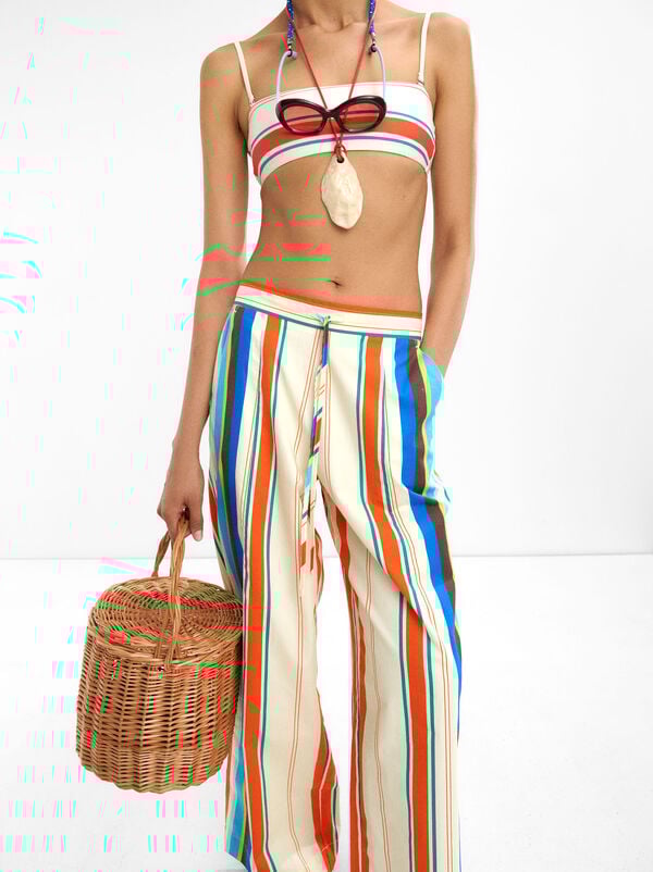 Striped cotton trousers