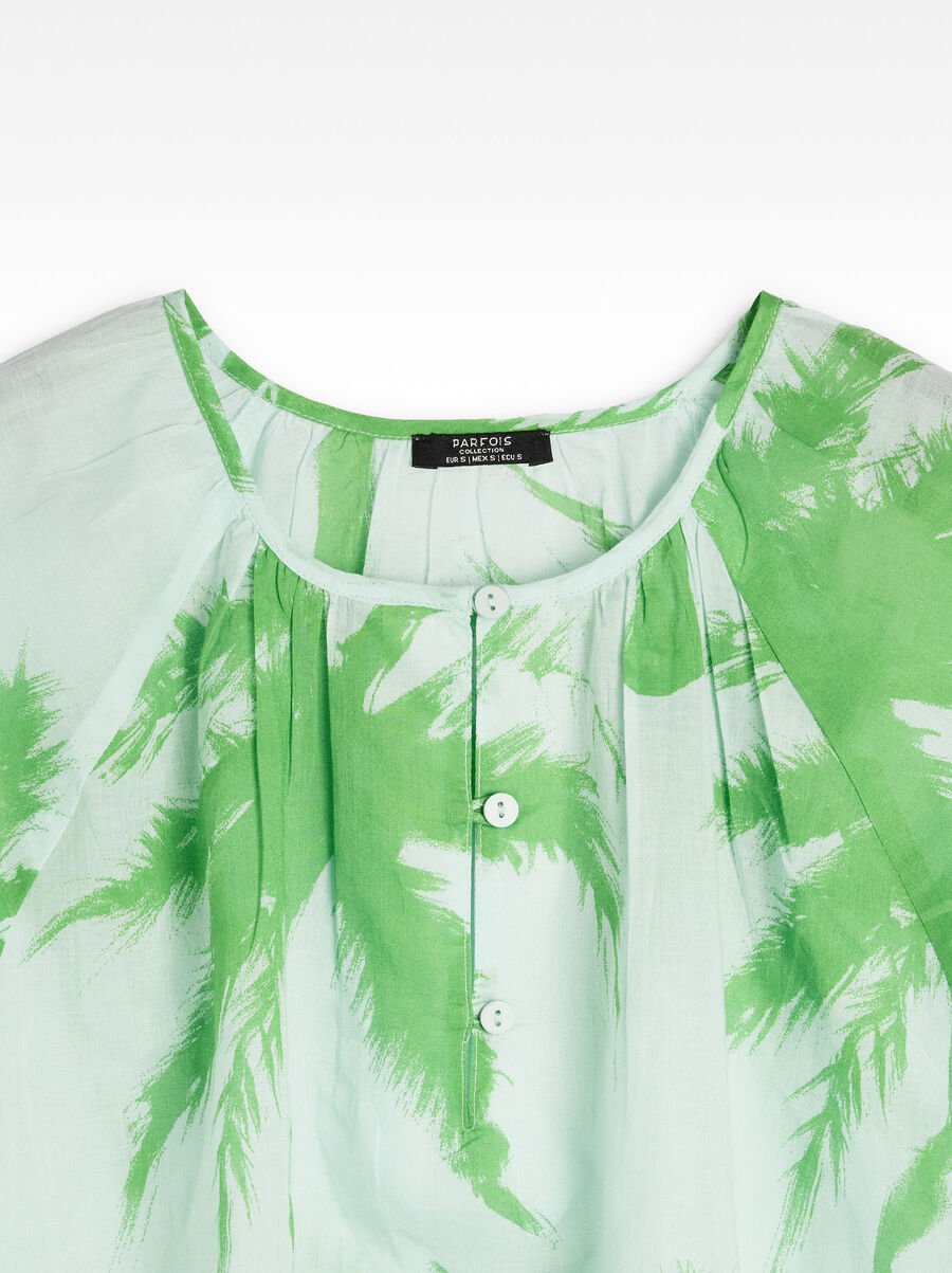 100% cotton shirt with palm print