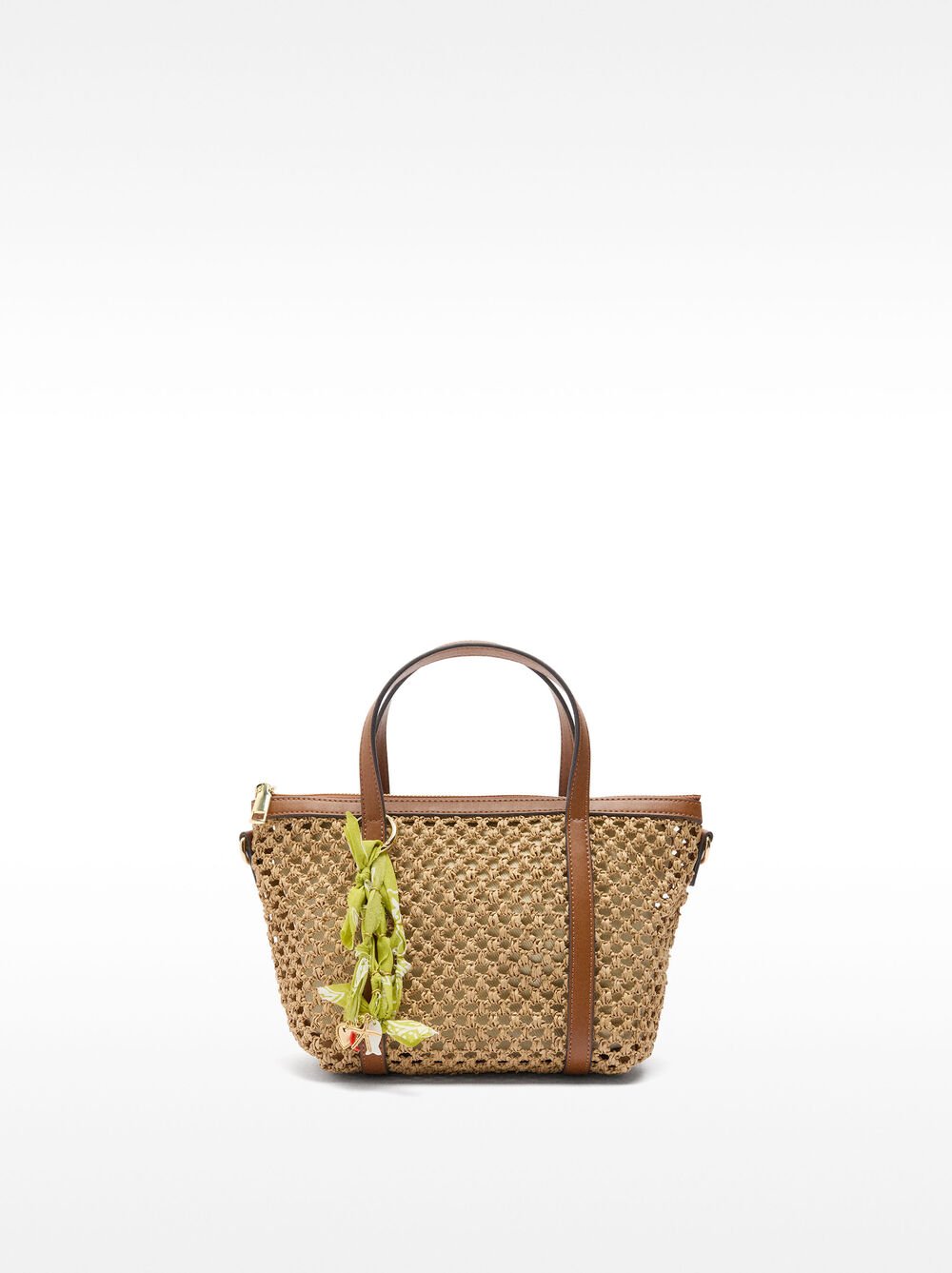 Tote bag with straw effect and removable bag
