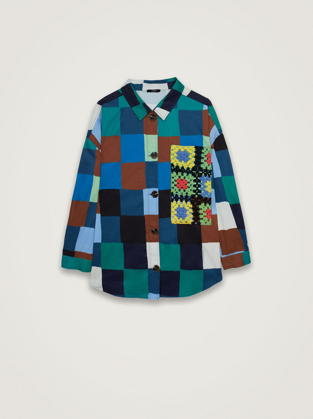100% Cotton Shirt With Crochet Pocket