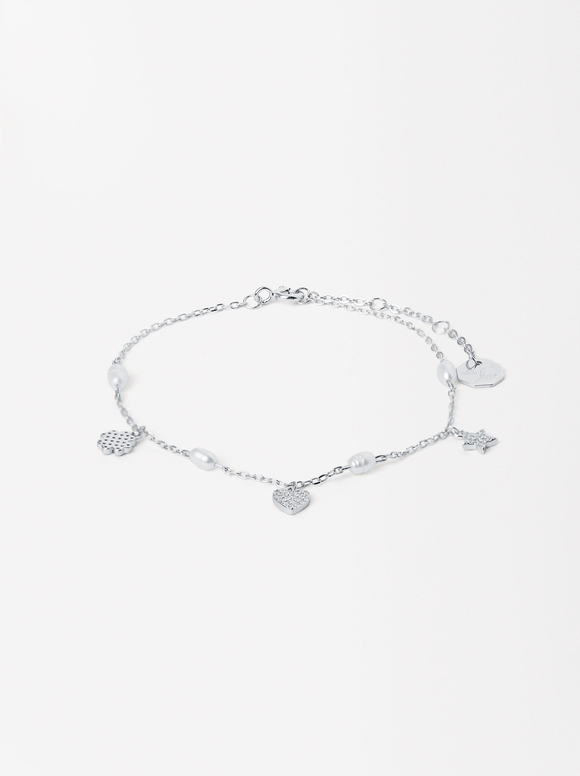 925 Silver Bracelet With Pearls, Silver, hi-res