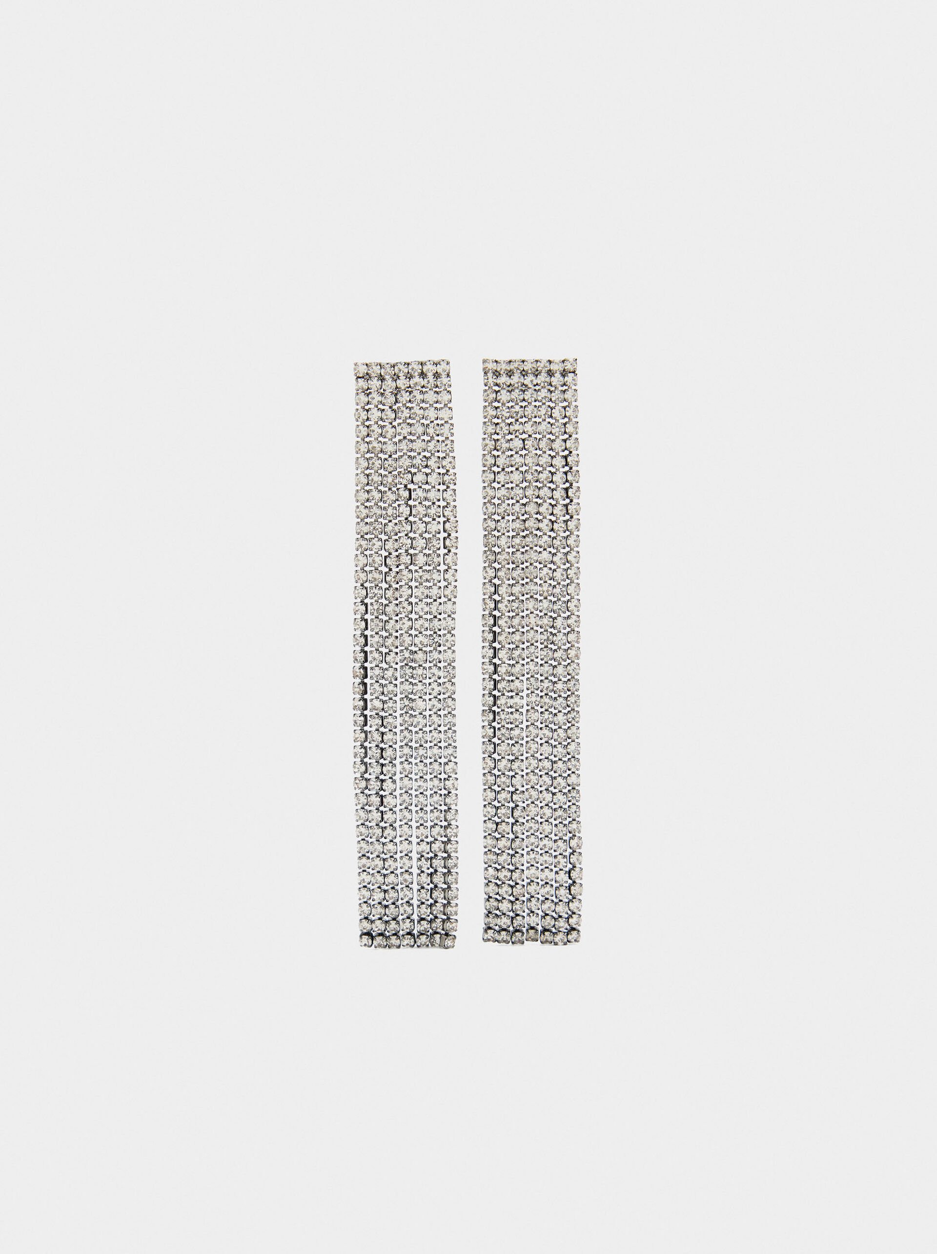 Lange Kettenohrringe mit Kristallen image number 0.0