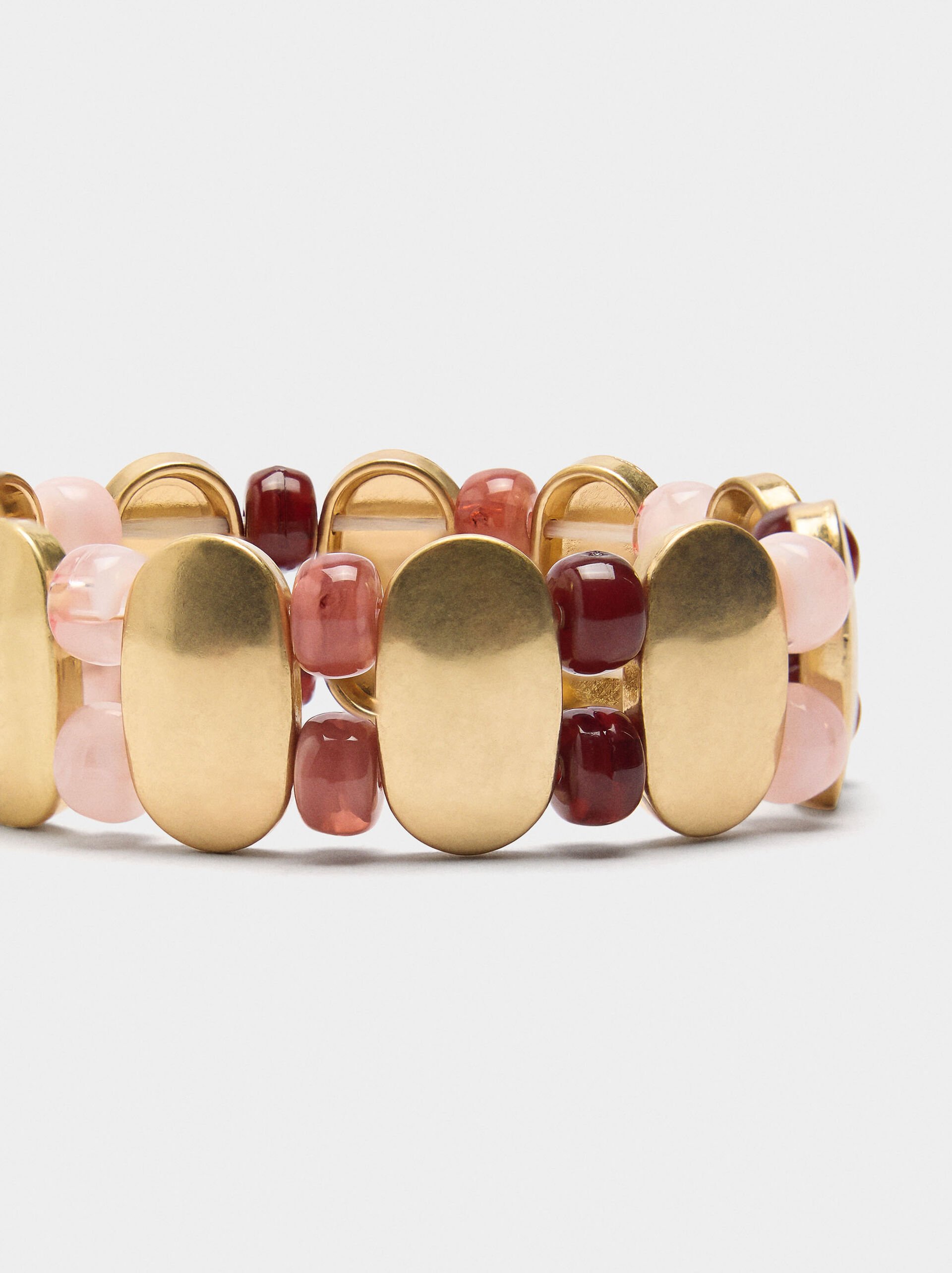 Elastic bracelet with stone-effect beads image number 1.0
