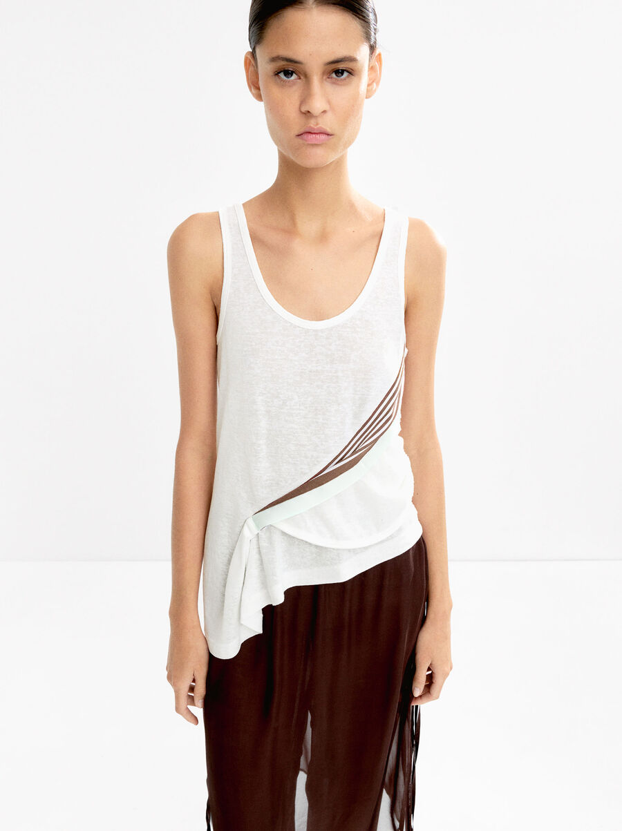 Gathered top with striped detail