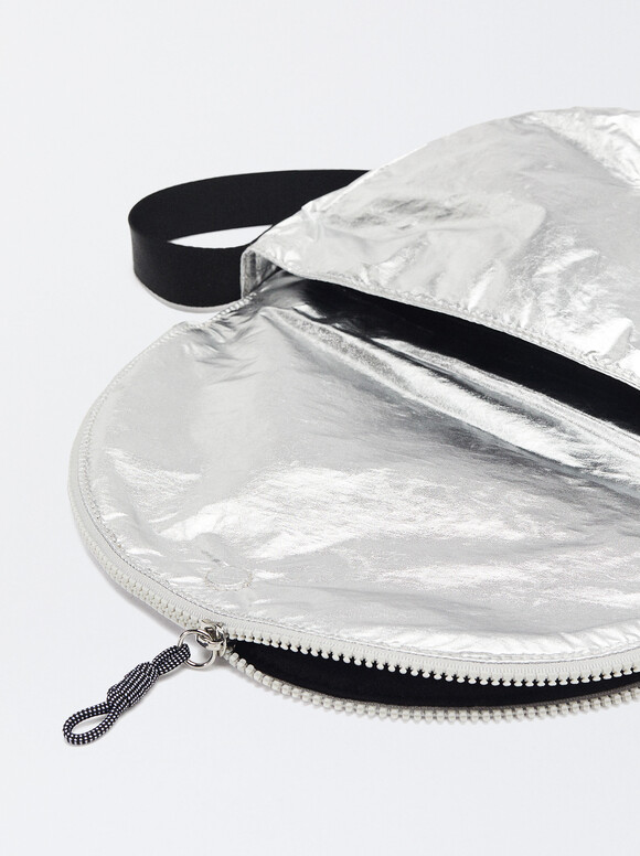 Metallic Crossbody Bag, Silver, hi-res