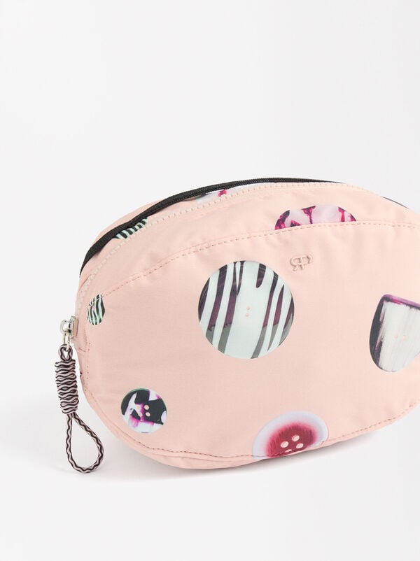 Printed nylon cosmetic bag