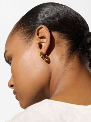 Golden Hoop Earrings - Stainless Steel 