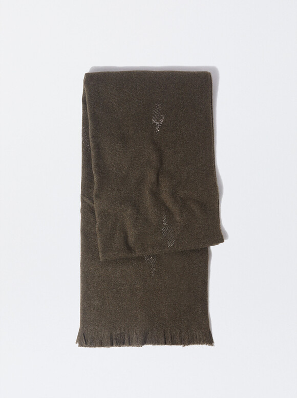 Sciarpa Con Strass, Khaki, hi-res