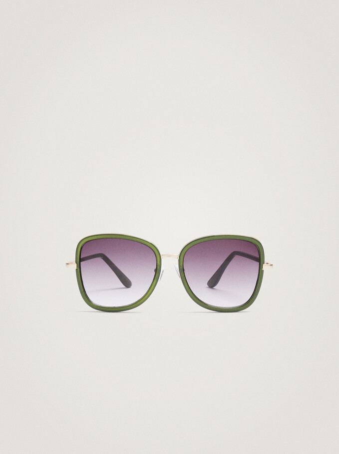 Sunglasses With Resin Frame, Khaki, hi-res