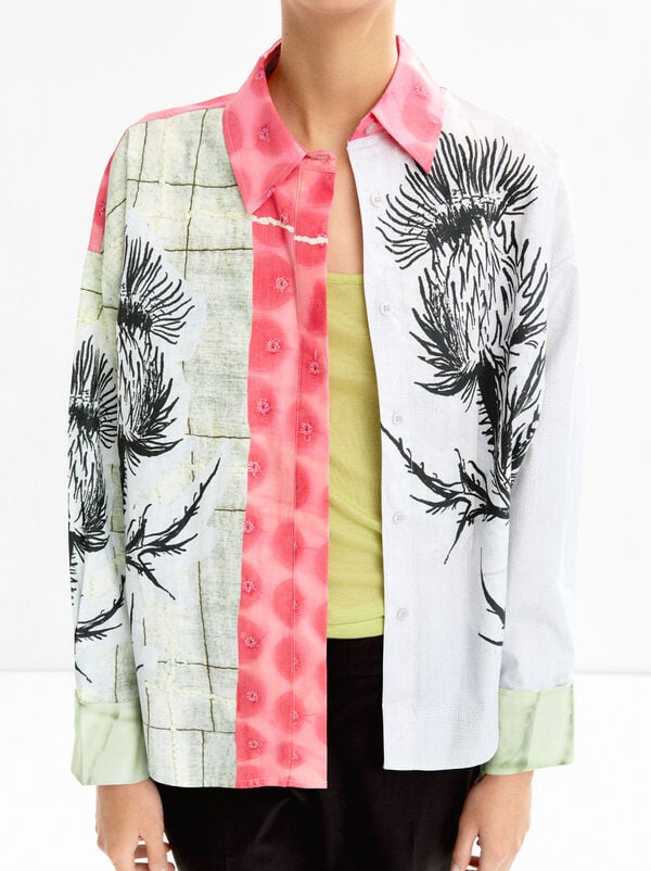 Cotton shirt with contrast print