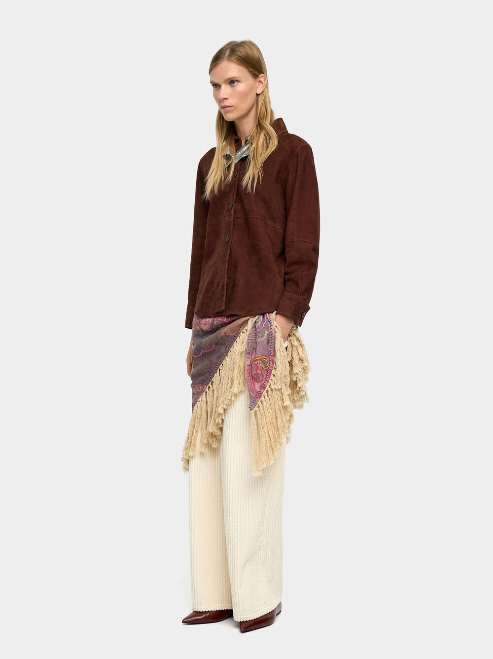 Suede leather overshirt