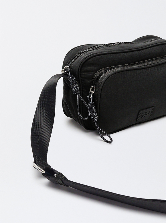Nylon Crossbody Bag, Black, hi-res