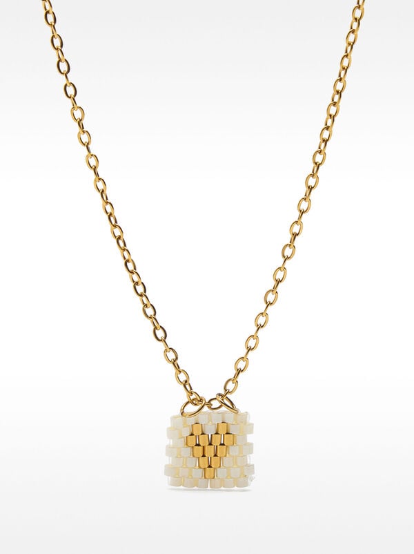 Link necklace with heart pendant - stainless steel