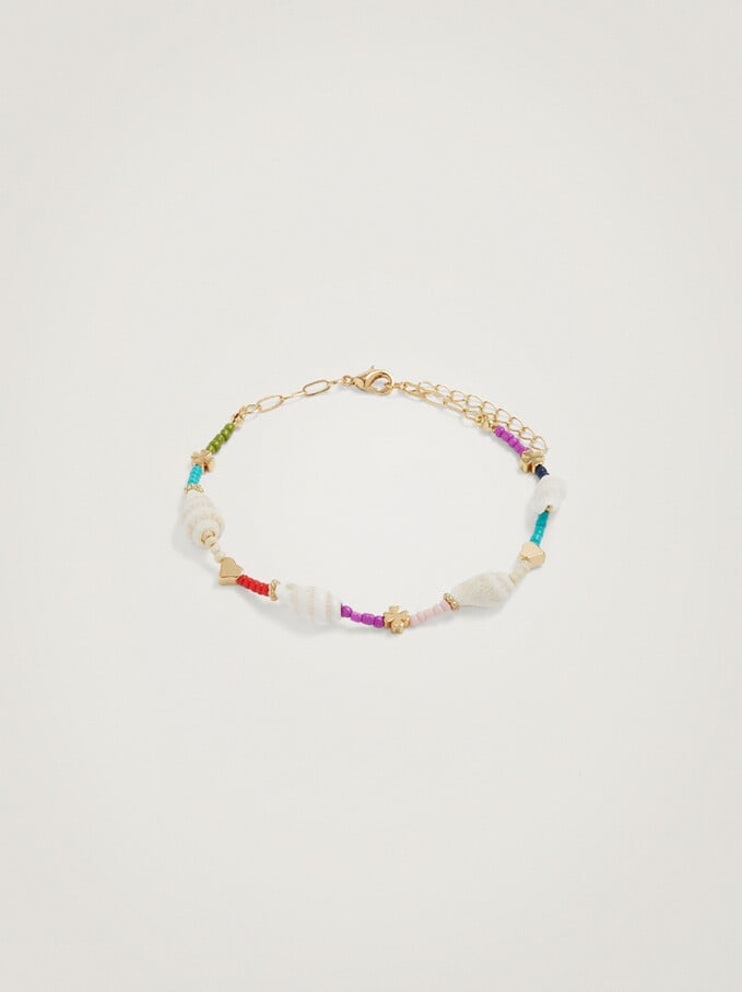 Anklet Bracelet With Shell, Multicolor, hi-res