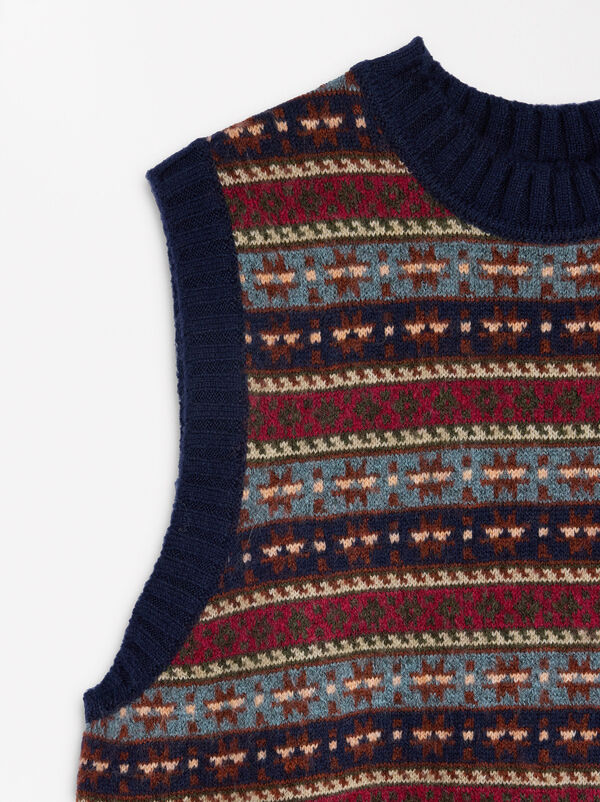 Jacquard knit vest