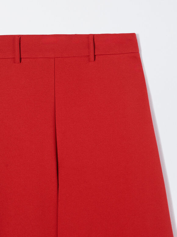 Wide Tab-Detail Pants, Red, hi-res