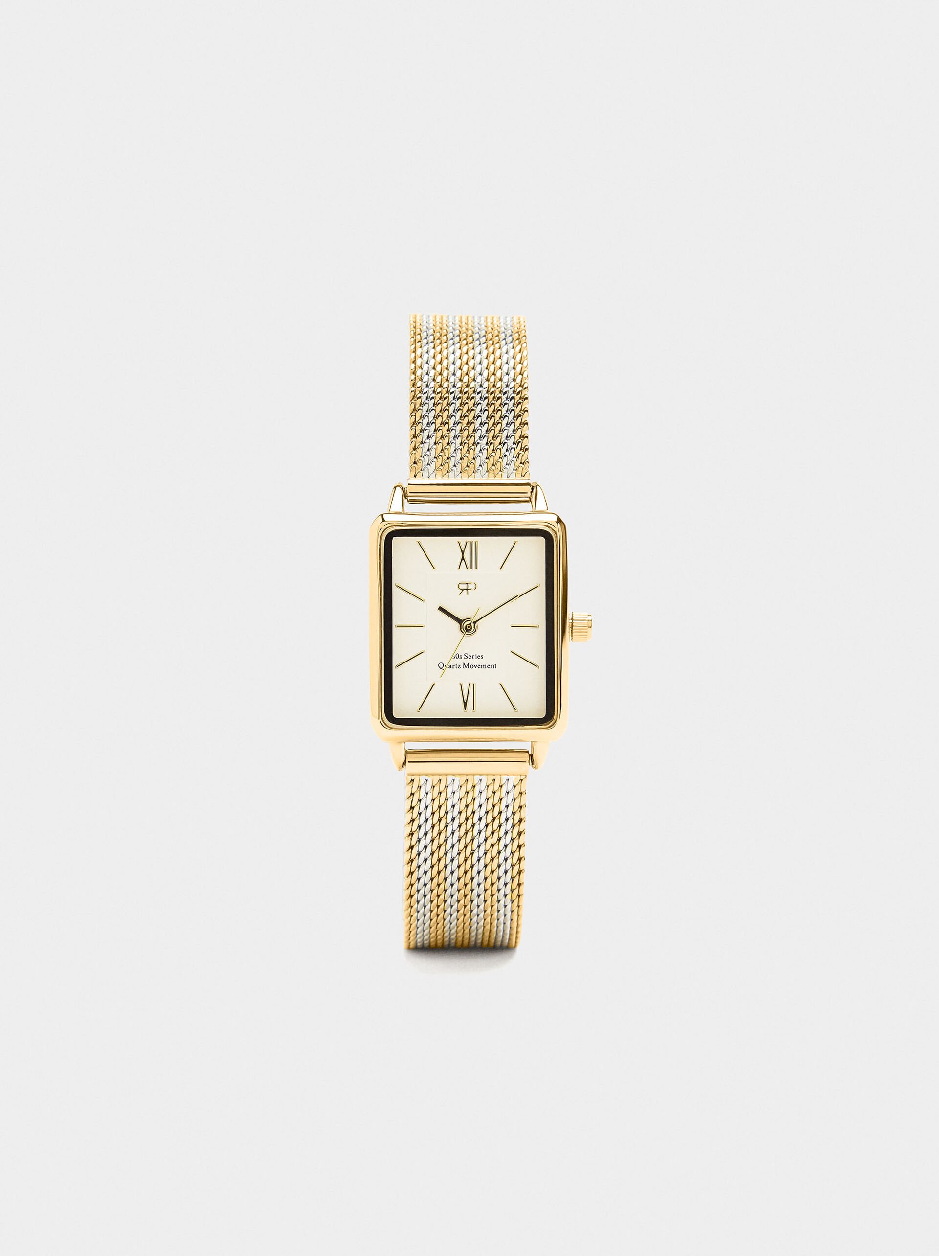 Watch with bicolor steel mesh strap image number 0.0