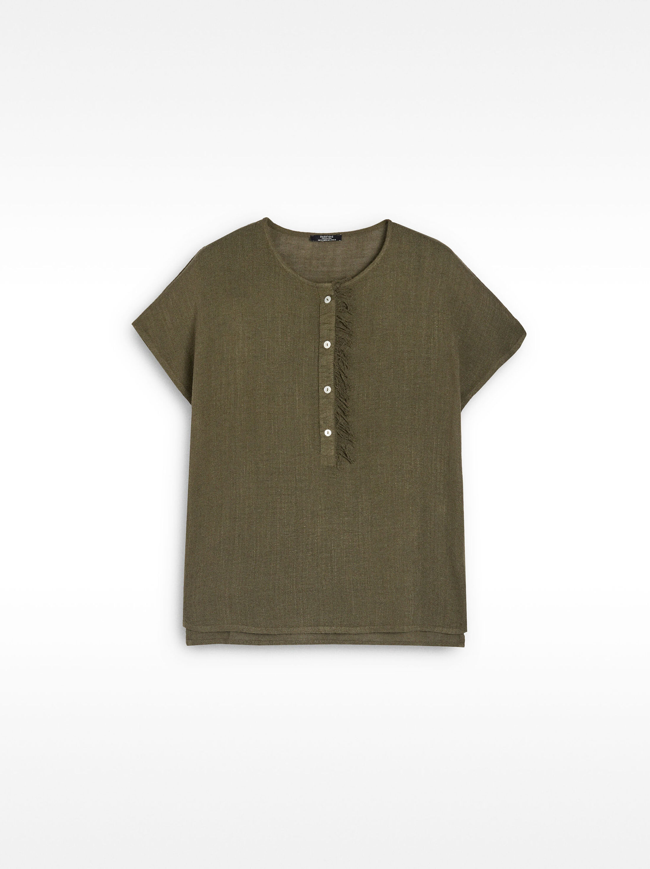Linen-blend T-shirt with buttons image number 4.0