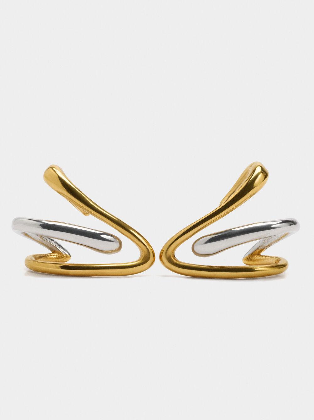 Earrings ear jacket bicolor wave - stainless steel