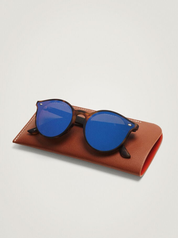 Óculos De Sol Redondos Tortoise, Azul, hi-res