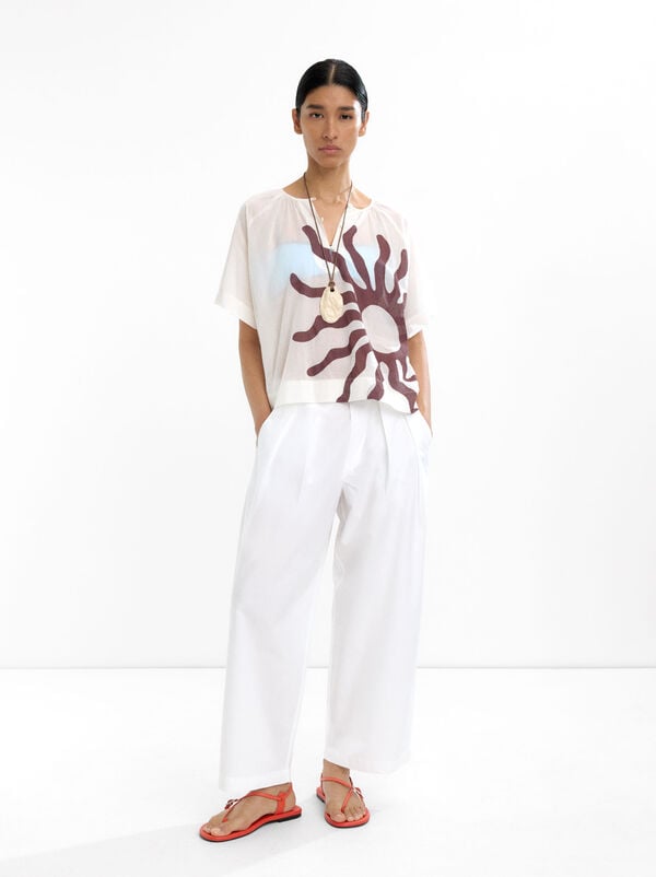 Blouse 100% cotton with printed
