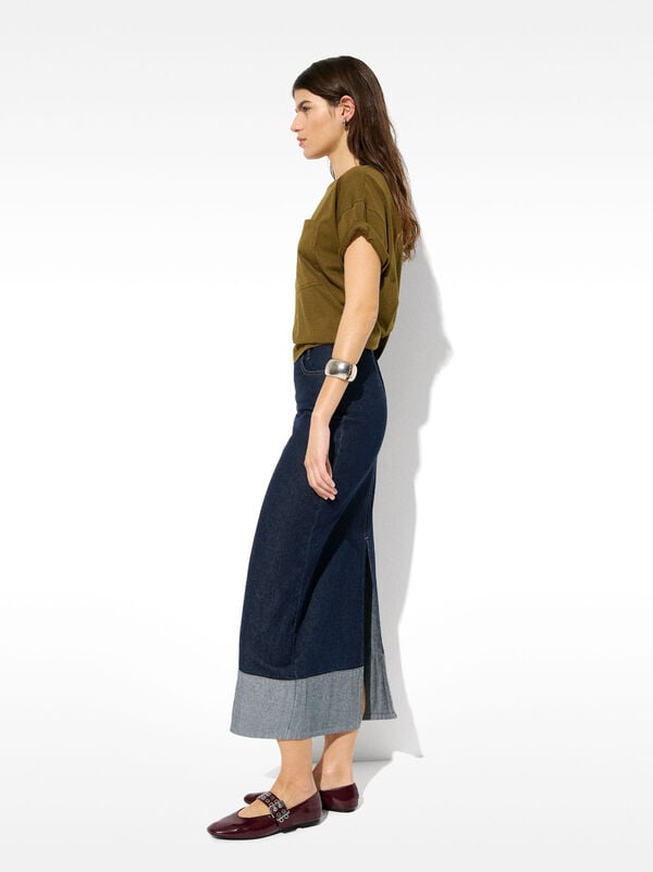 Denim long skirt