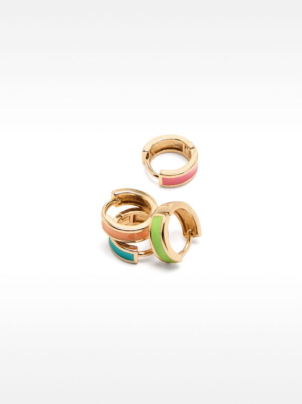 Set of enamelled hoops earrings