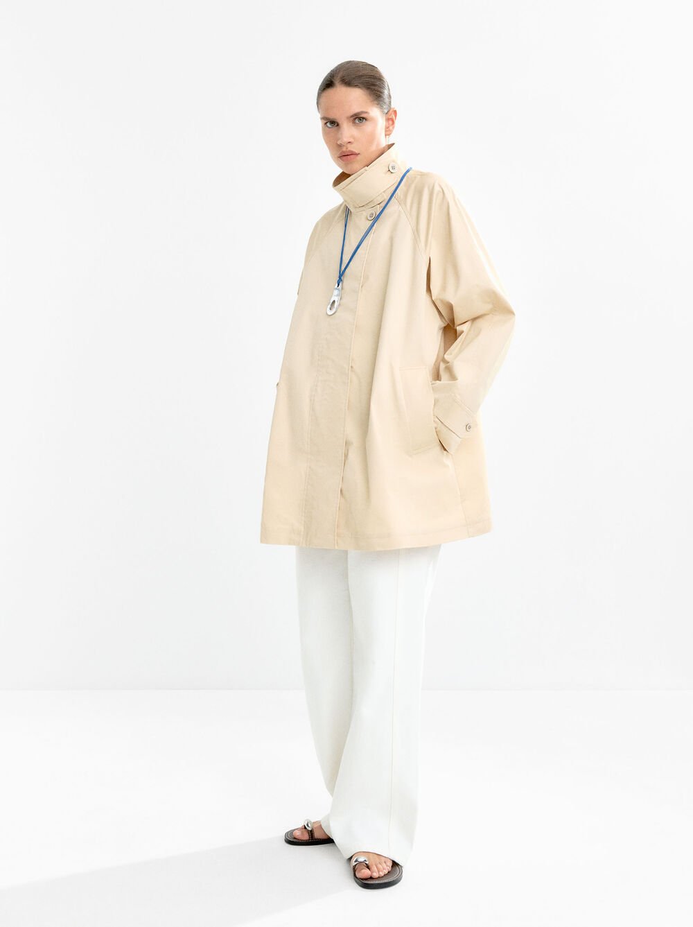 High-neck cotton coat