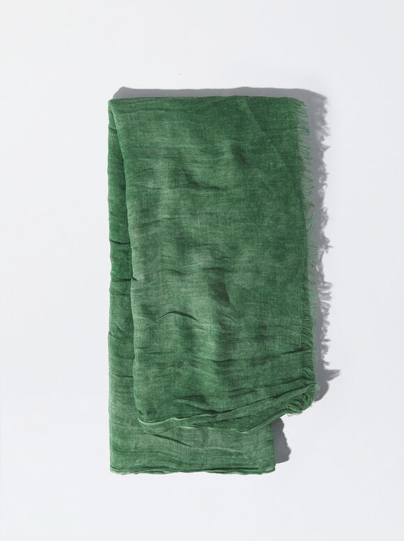 Pashmina With Frayed Detailing, Green, hi-res