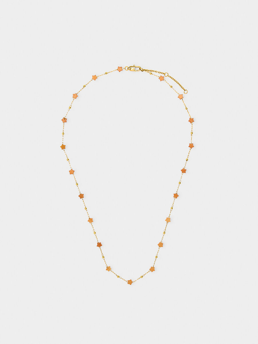 Necklace with stone stars - stainless steel