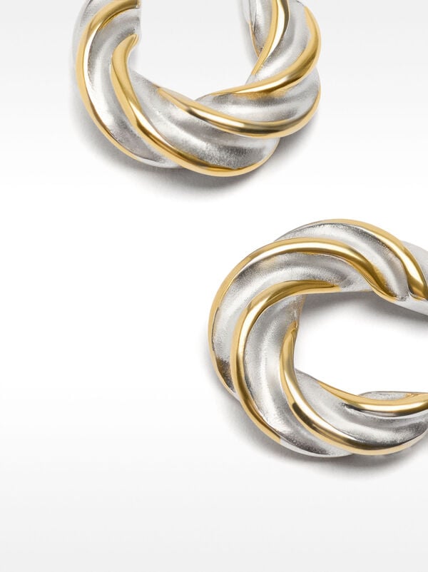 Twisted two-tone hoop earrings - stainless steel