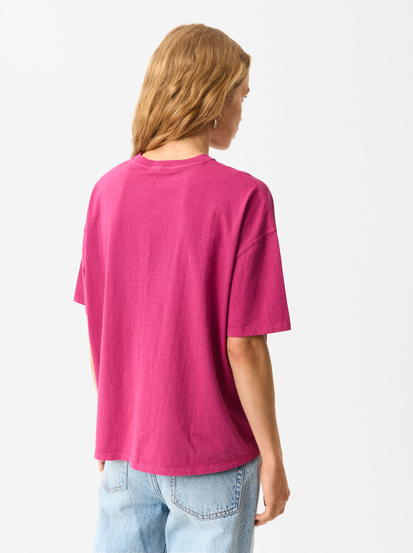 Personalised Cotton T-Shirt, Fuchsia, hi-res