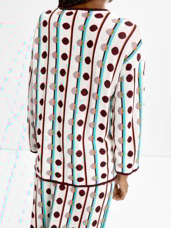 Jacquard knit polka dot sweater