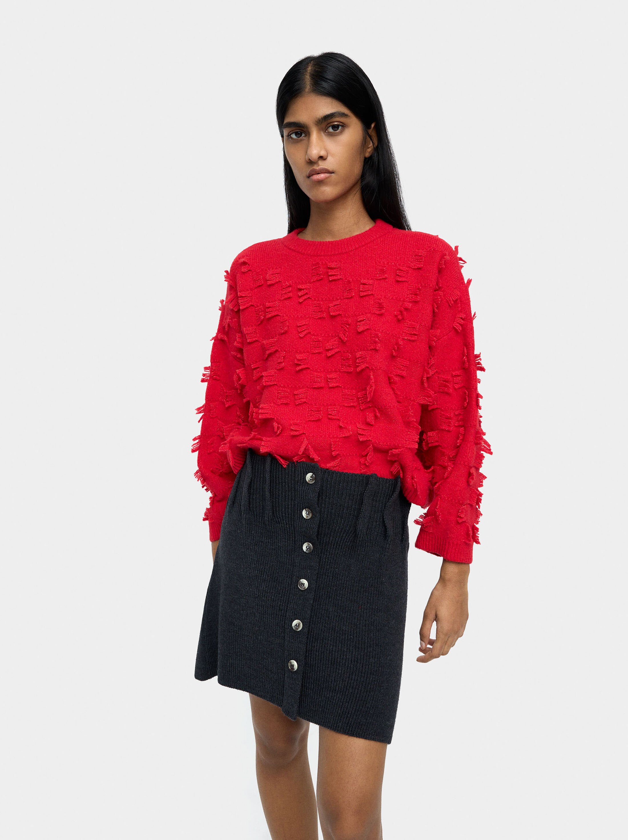Knitted jumper with fringes image number 1.0