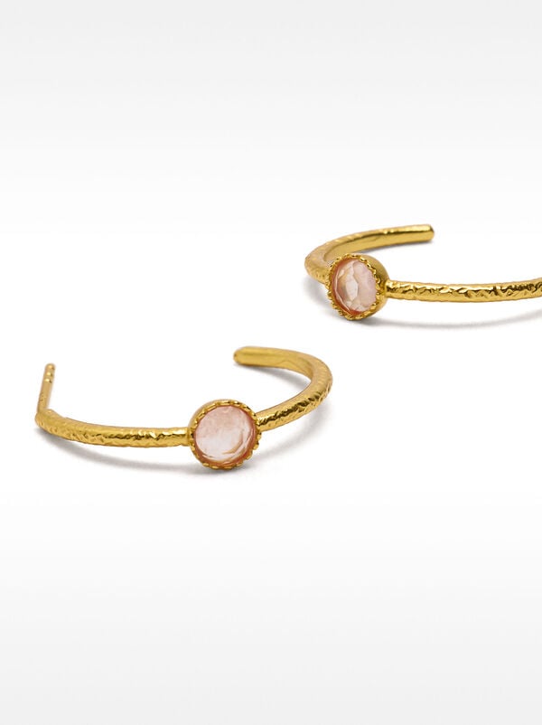 Open hoop earring with zirconia - 925 sterling silver
