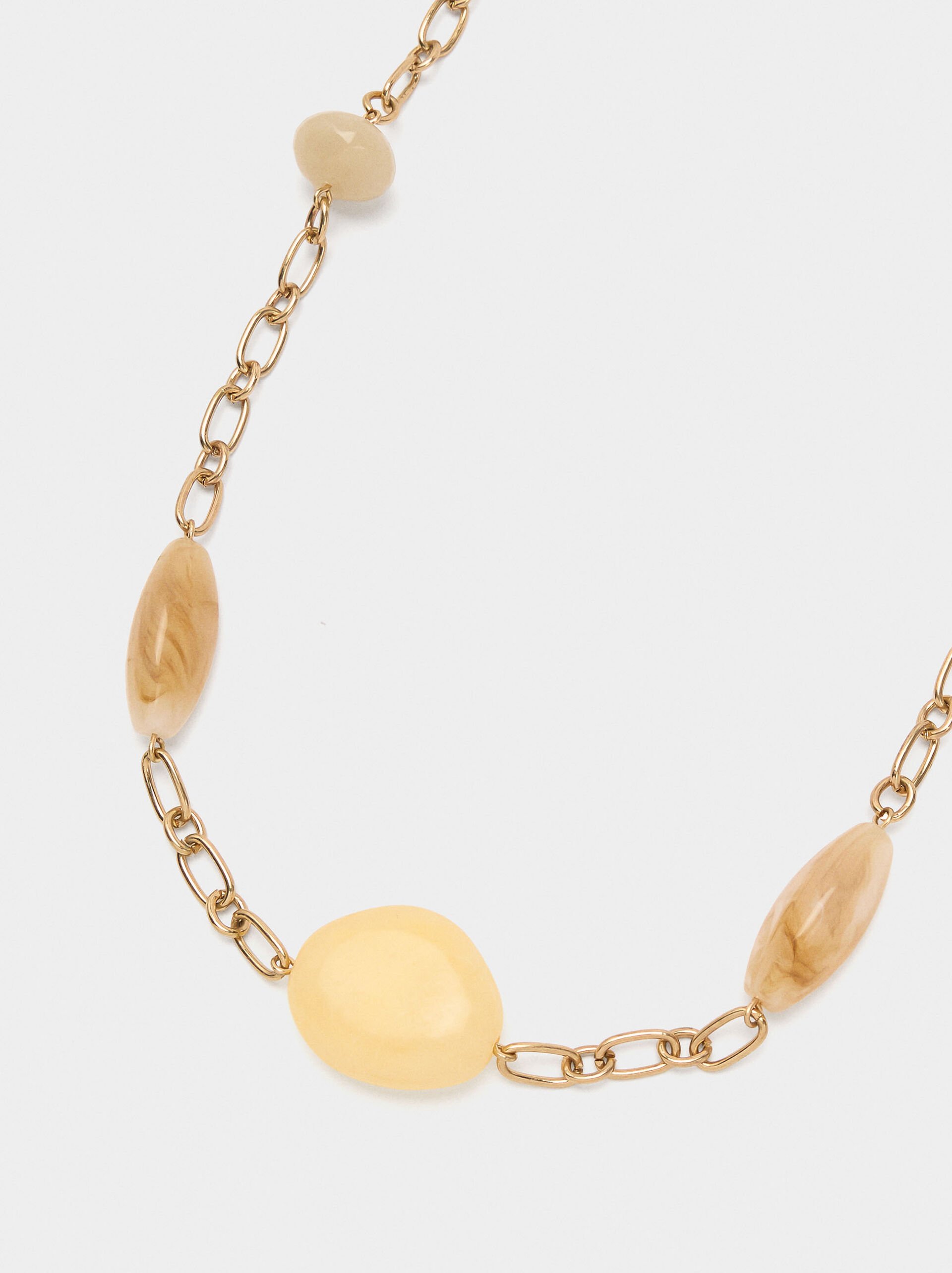 Necklace with links, beads, stone effect image number 1.0