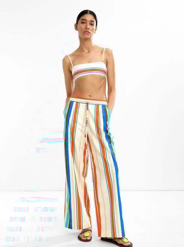 Striped cotton trousers