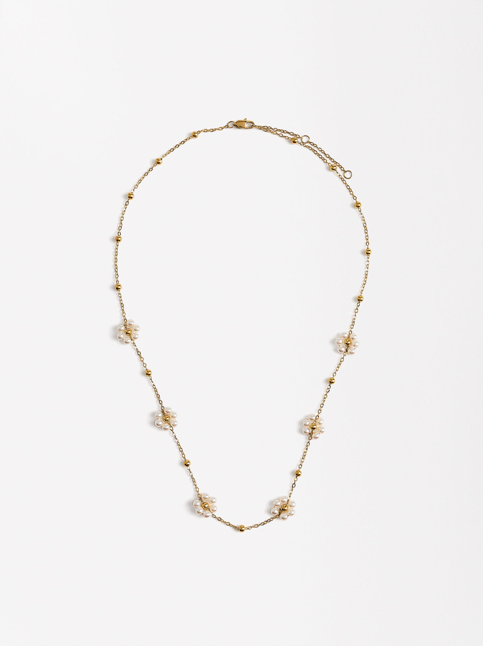 Necklace crystal flowers - stainless steel image number 1.0