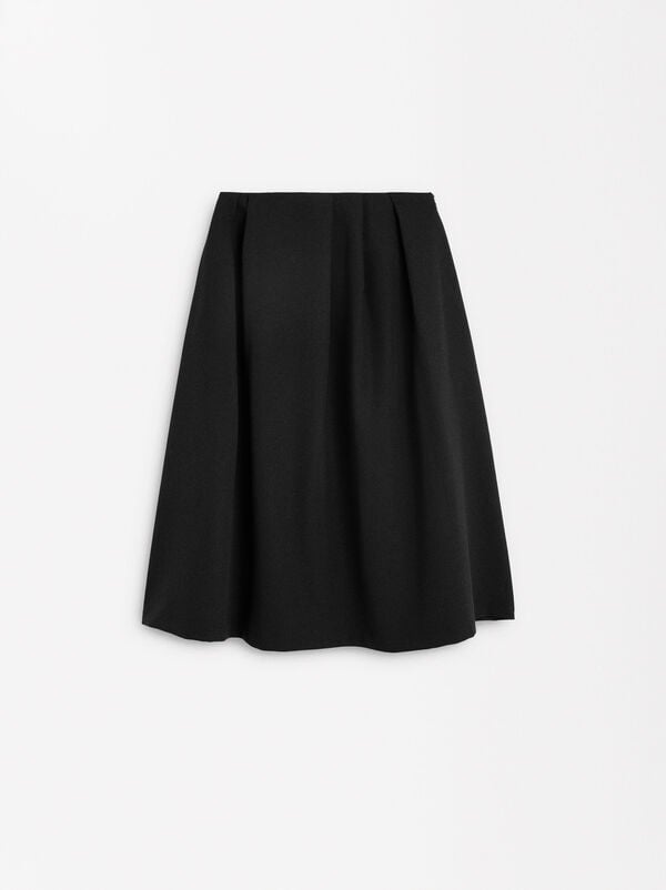Midi skirt with wool blend