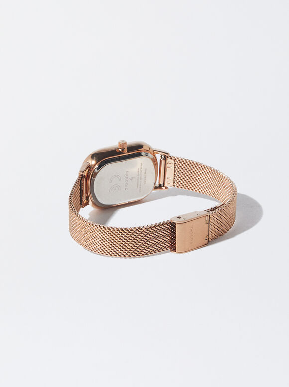 Watch With Stainless Steel Metallic Mesh Strap, Rose Gold, hi-res