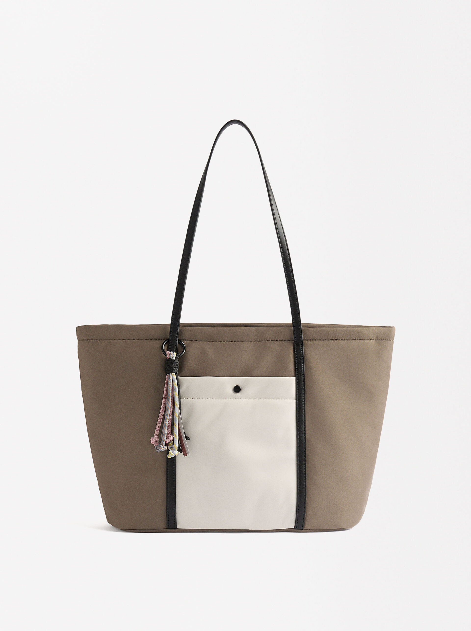 Borsa shopper in nylon con tasca esterna image number 0.0